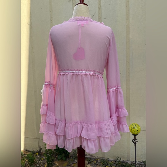 Sugar Thrillz Dolls Kill Real Divinity Mini Dress Pink Babydoll Ruffle Kawaii - Picture 5 of 7